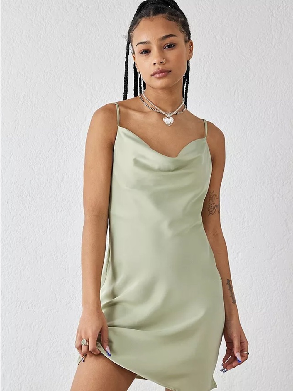 Urban Outfitters Satin Mallory Cowl Mini Dress